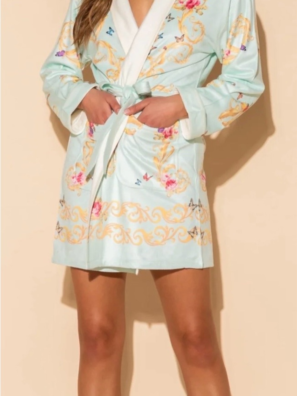 Blue Butterflies Short Robe - S/M